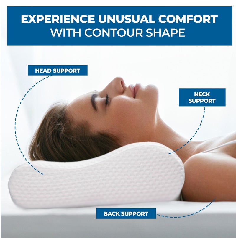 Novapro وسادة نوفا برو من فوم الذاكرة لدعم الرقبة أثناء النوم | وسائد طبية مريحة لدعم الرقبة والكتف وتخفيف الألم | وسائد طبية للذين ينامون على الجانب أو الظهر أو البطن - بيضاء - Image 2