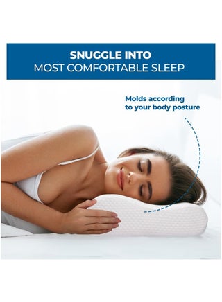 Nova Pro Memory Foam Cervical Neck Pillow for sleeping | Ergonomic Orthopedic Medical Pillows for Neck support,shoulder and Pain Relief | Medicated Pillows for Side, Back and Stomach Sleeper- White - view 5