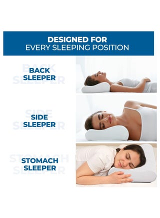 Nova Pro Memory Foam Cervical Neck Pillow for sleeping | Ergonomic Orthopedic Medical Pillows for Neck support,shoulder and Pain Relief | Medicated Pillows for Side, Back and Stomach Sleeper- White - view 4