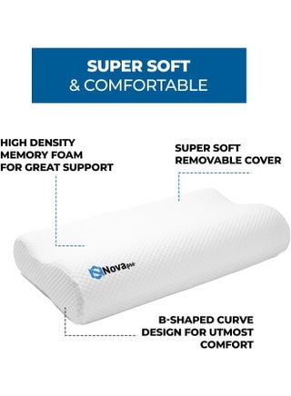 Nova Pro Memory Foam Cervical Neck Pillow for sleeping | Ergonomic Orthopedic Medical Pillows for Neck support,shoulder and Pain Relief | Medicated Pillows for Side, Back and Stomach Sleeper- White - view 3