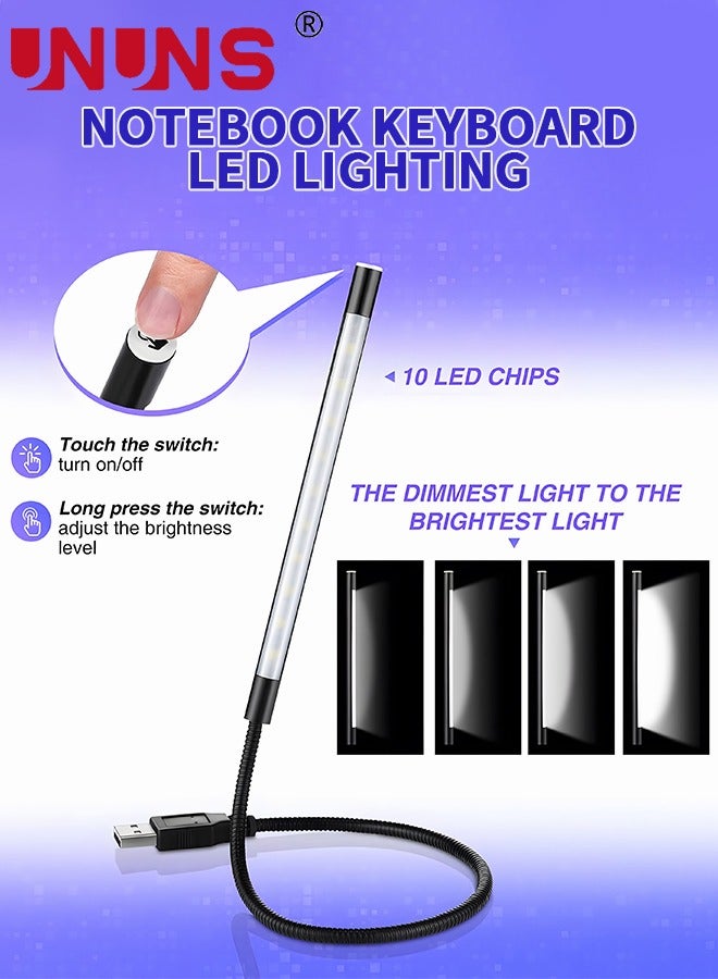 يو إن يو إن أس قطعتان من ضوء USB LED ضوء USB لأجهزة الكمبيوتر المحمول لوحة المفاتيح ضوء معقوفة ضوء الكمبيوتر عصا مرنة عكس الضوء LED مصباح اللمس التبديل لقراءة الكتاب - Image 2