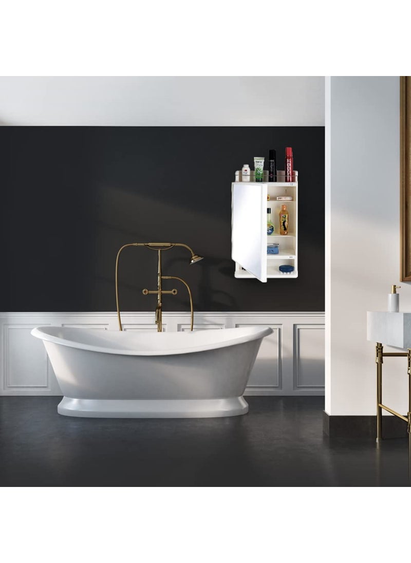 HomeBliss Home Bliss Rich Look Bathroom Cabinet with Mirror Wall Mounted Single Mirror Door Storage Cabinet Bathroom Cabinet White  - Image 2