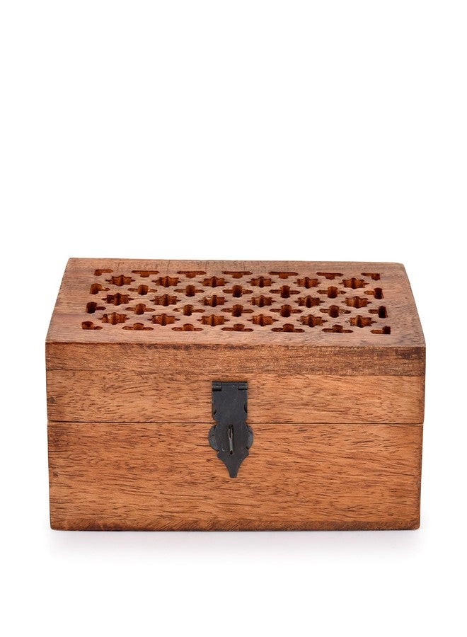 NIRMAN Mango Wood Decorative Wooden Box with Hinged Lid Wooden Storage Box, Decorative Bo xes With Lids (8" x 5" x 3") - Image 2