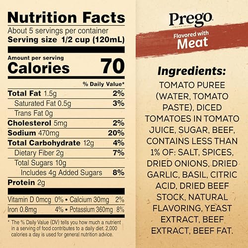 Prego Pasta Sauce, Italian Tomato Sauce with Meat, 24 Ounce Jar - Image 2