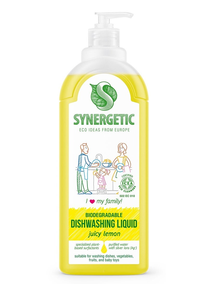 SYNERGETIC Biodegradable Dishwashing Liquid (Lemon, 1000ml) - Image 1