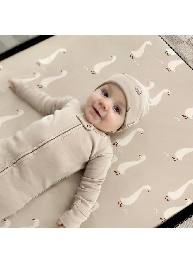 GRSSDER Stretchy Ultra Soft Jersey Knit Fitted Pack and Play Sheets Set 3 Pack, Portable/Mini Crib Sheets for Boys and Girls, Universal Fit for Pack N Plays Safe and Snug, Stylish Pattern of Duck Happy Party - Image 5