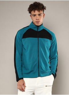 Campus Sutra Men's Teal Blue Zip-Front Jacket With Contrast Detail  - Image 2