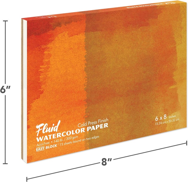 Speedball Fluid Artist 140LB Watercolor Paper Block, Cold Press, 6x8, 15 Sheets - Image 2