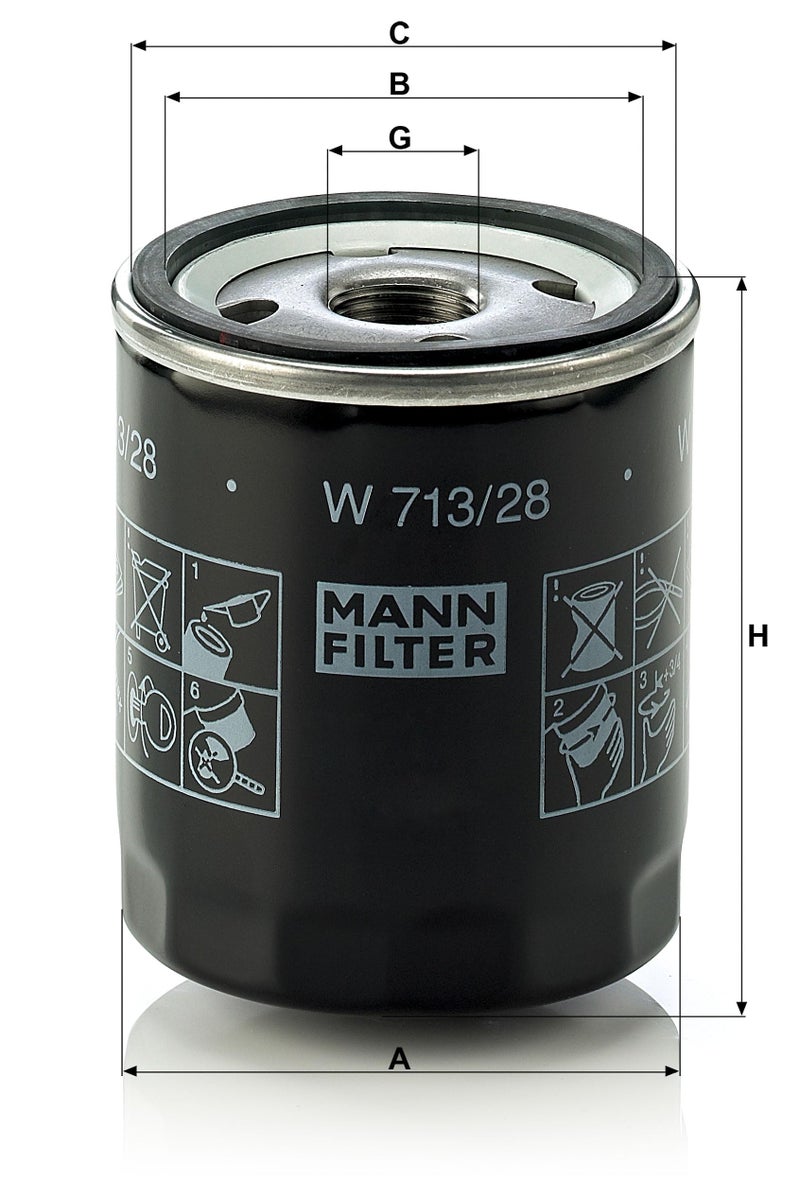Mann Filter Mann-Filter W 713/28 Spin-on Oil Filter - Image 3