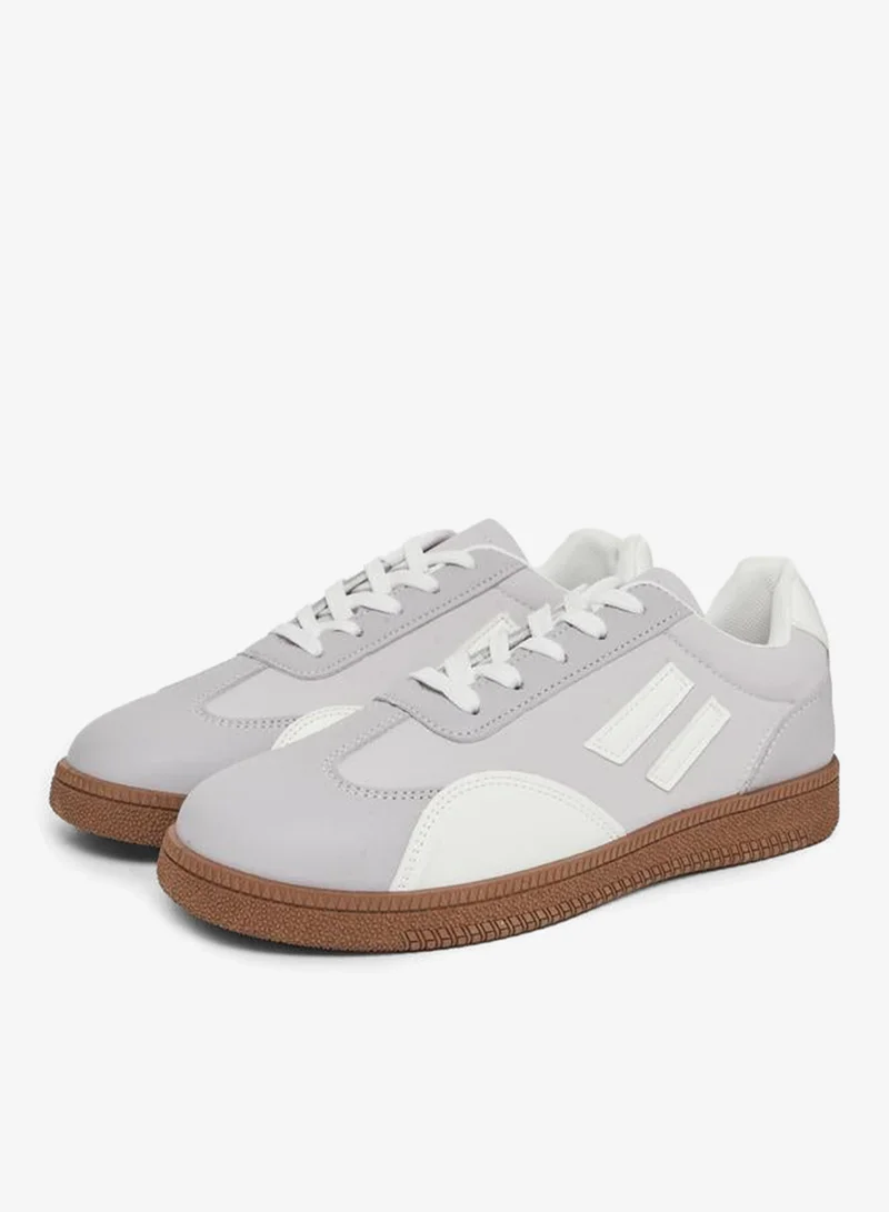Take Two Grey Color Block Lace-Up Sneakers