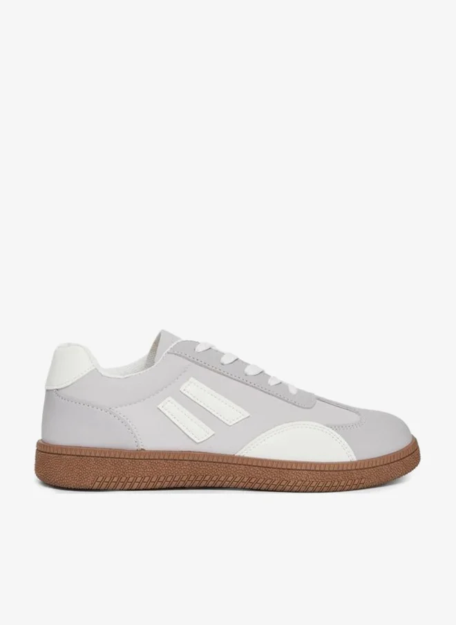 Take Two Grey Color Block Lace-Up Sneakers