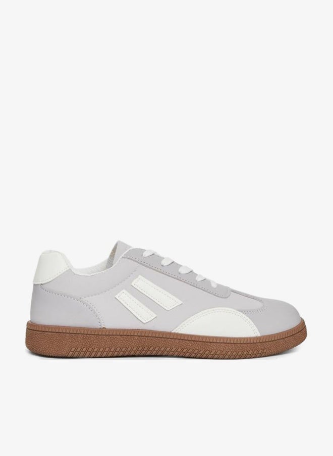 Take Two Grey Color Block Lace-Up Sneakers - Image 1