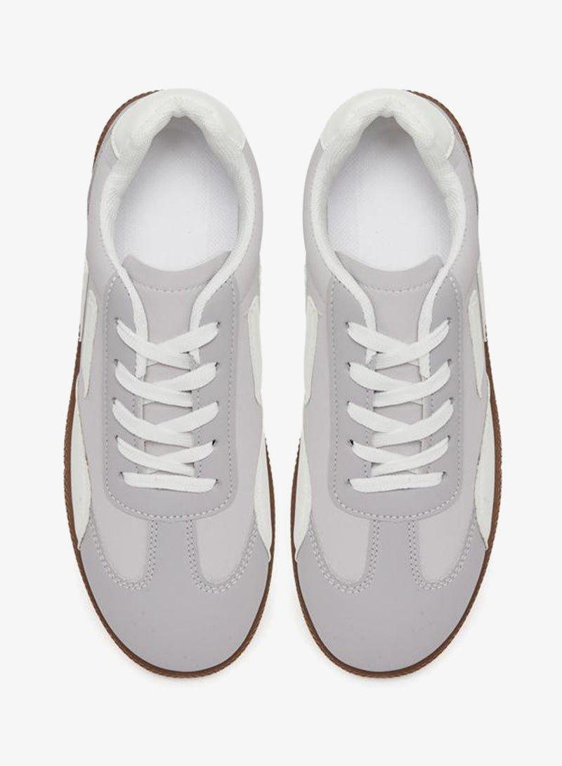 Take Two Grey Color Block Lace-Up Sneakers - Image 5