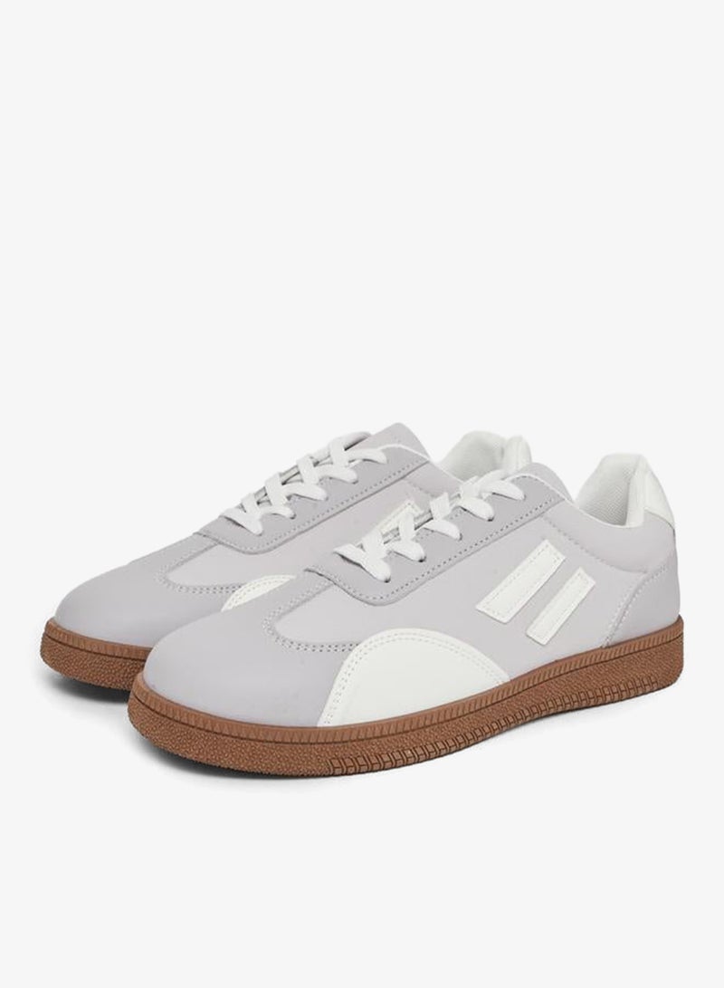 Take Two Grey Color Block Lace-Up Sneakers - Image 2