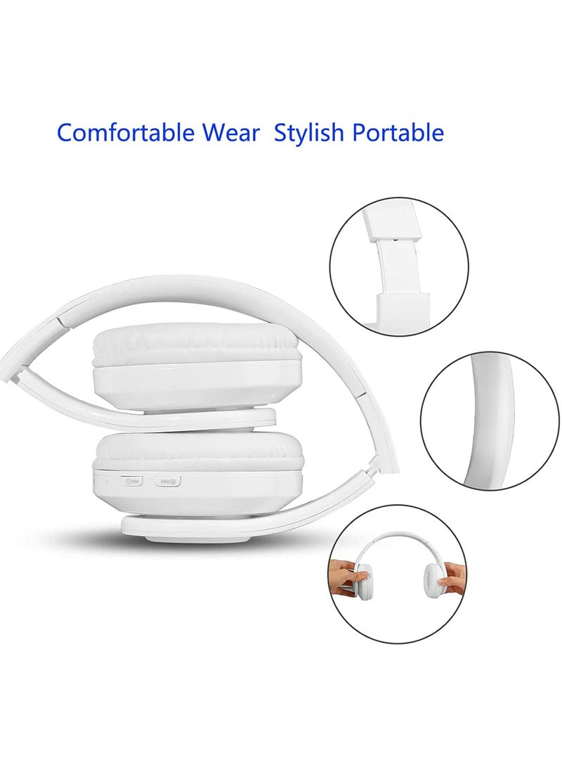 Gaming Bluetooth 5.0 Wireless Headphones Over Ear Cat Led Light Foldable Music Headset with Aux 3.5mm Microphone (Built-in) for Adult & Kids PC TV Game Music Pad Laptop Cellphone White - Image 4