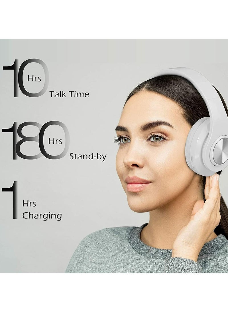 Gaming Bluetooth 5.0 Wireless Headphones Over Ear Cat Led Light Foldable Music Headset with Aux 3.5mm Microphone (Built-in) for Adult & Kids PC TV Game Music Pad Laptop Cellphone White - Image 3