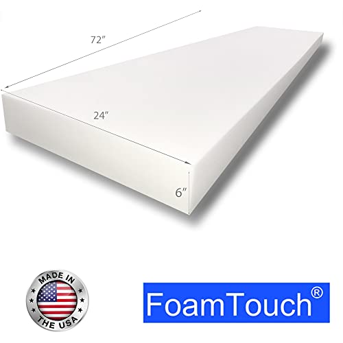 FoamTouch Upholstery Cushion High Density Standard(Seat Replacement, Sheet, Foam Padding), 6'' L x 24'' W x 72'' H, 1 Count (Pack of 1) - Image 2