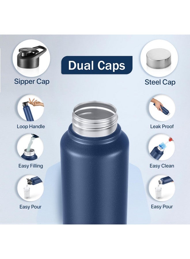 PEXPO Chromo 1000 ISI Certified Stainless Steel Sports/Fridge Water Bottle With Sipper & Steel Cap, 950ml, Denim Blue, Pack of 4|BPA Free|Water Bottle for Office, Gym, School, Yoga, Trekking - Image 3