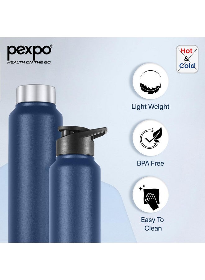 PEXPO Chromo 1000 ISI Certified Stainless Steel Sports/Fridge Water Bottle With Sipper & Steel Cap, 950ml, Denim Blue, Pack of 4|BPA Free|Water Bottle for Office, Gym, School, Yoga, Trekking - Image 4