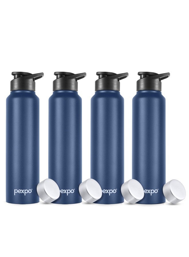 PEXPO Chromo 1000 ISI Certified Stainless Steel Sports/Fridge Water Bottle With Sipper & Steel Cap, 950ml, Denim Blue, Pack of 4|BPA Free|Water Bottle for Office, Gym, School, Yoga, Trekking - Image 1