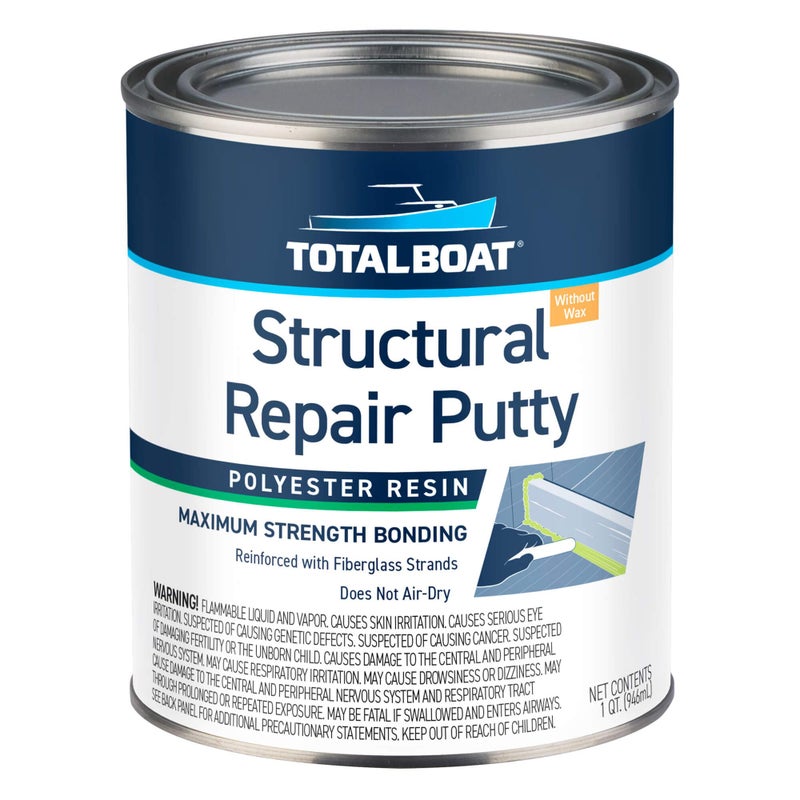 TotalBoat Polyester Structural Repair Putty - Marine Grade Long Strand Fiber Fiberglass Reinforced Filler for Boat and Automotive Repair (Quart Kit) - Image 1