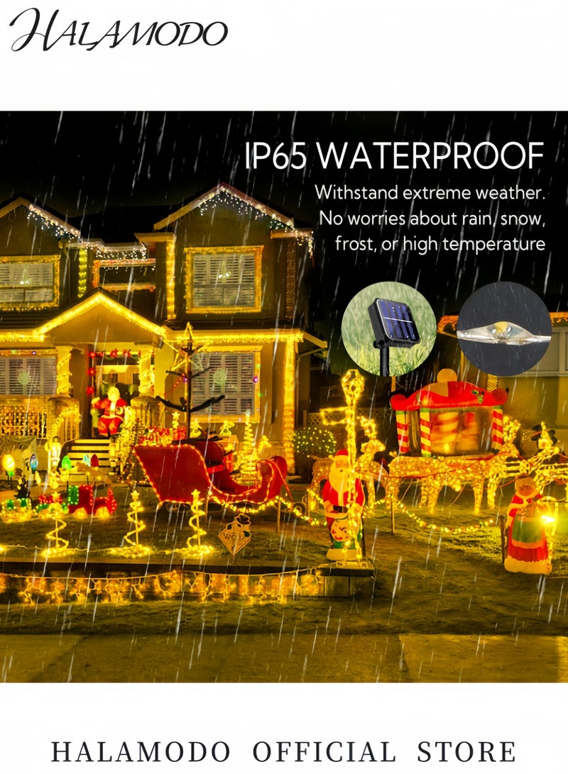 هالامودو أضواء خيطية شمسية للأشجار 2 طقم من أضواء الخيط الشمسية مع 200 LED وأضواء متلألئة مع 8 أوضاع أضواء شمسية مقاومة للماء للحدائق والفناء الخارجي لزينة الحفلات والزفاف - Image 3