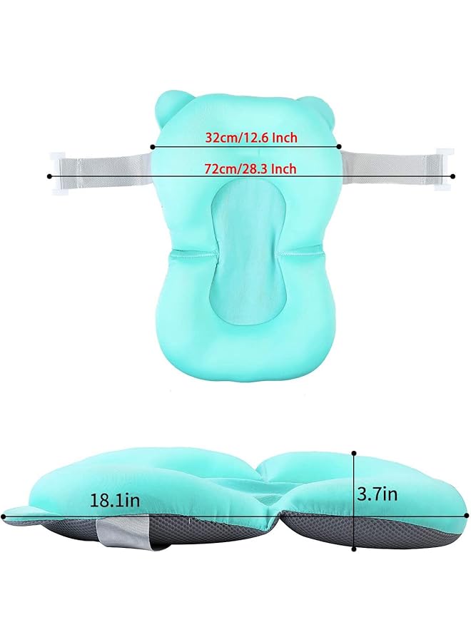 Baby Bath Pad Infant Bath Support Seat Cushion Soft Adjustable Non Slip Baby Bath Pillow For Bathtub Tub Seat Mat For New Born 0 12 Months (Light Blue) - Image 2