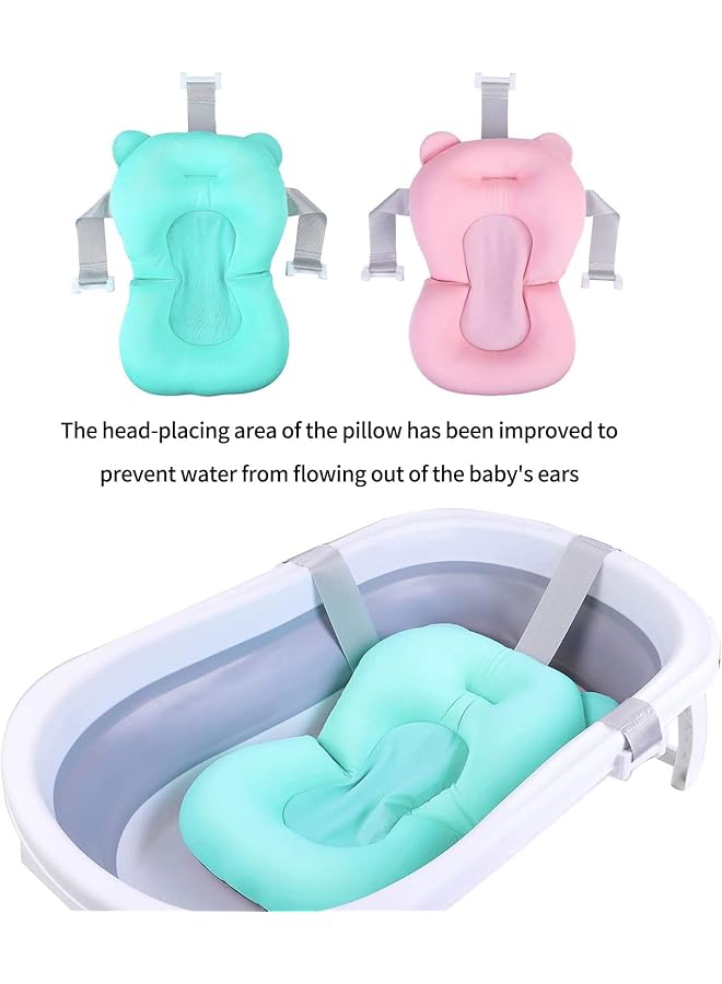 Baby Bath Pad Infant Bath Support Seat Cushion Soft Adjustable Non Slip Baby Bath Pillow For Bathtub Tub Seat Mat For New Born 0 12 Months (Light Blue) - Image 3