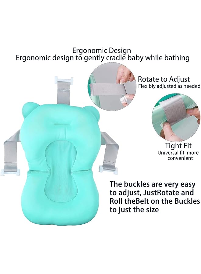 Baby Bath Pad Infant Bath Support Seat Cushion Soft Adjustable Non Slip Baby Bath Pillow For Bathtub Tub Seat Mat For New Born 0 12 Months (Light Blue) - Image 5