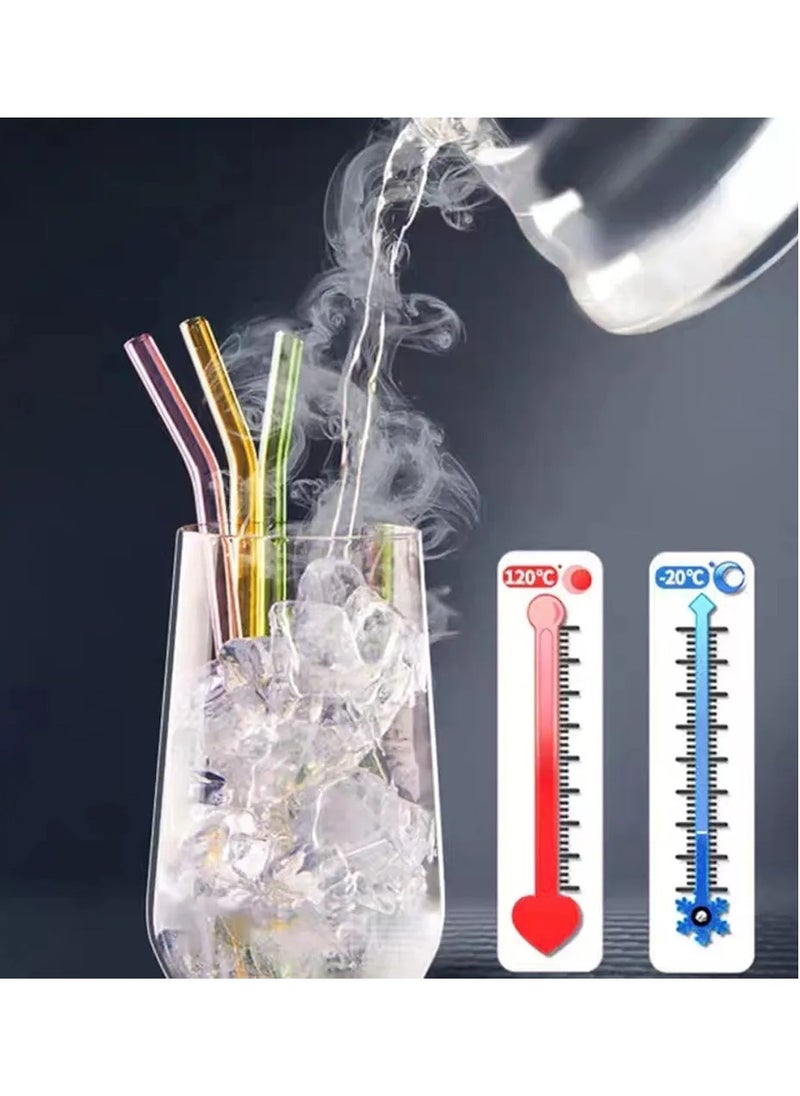 Shein Glass Colorful Straw Set 5 Pieces - 4 Straws 1 Brush Healthy and Eco-friendly  - Image 2