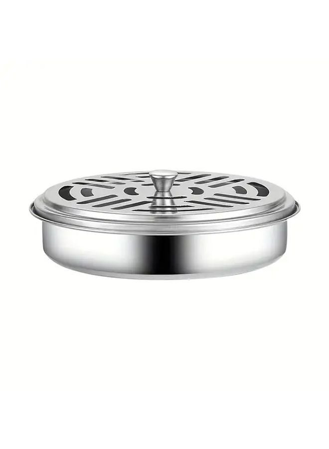 Stainless Steel Mosquito Coil Holder With Lid Fireproof Heat Resistant Incense Burner Tray For Home Outdoor - Image 1