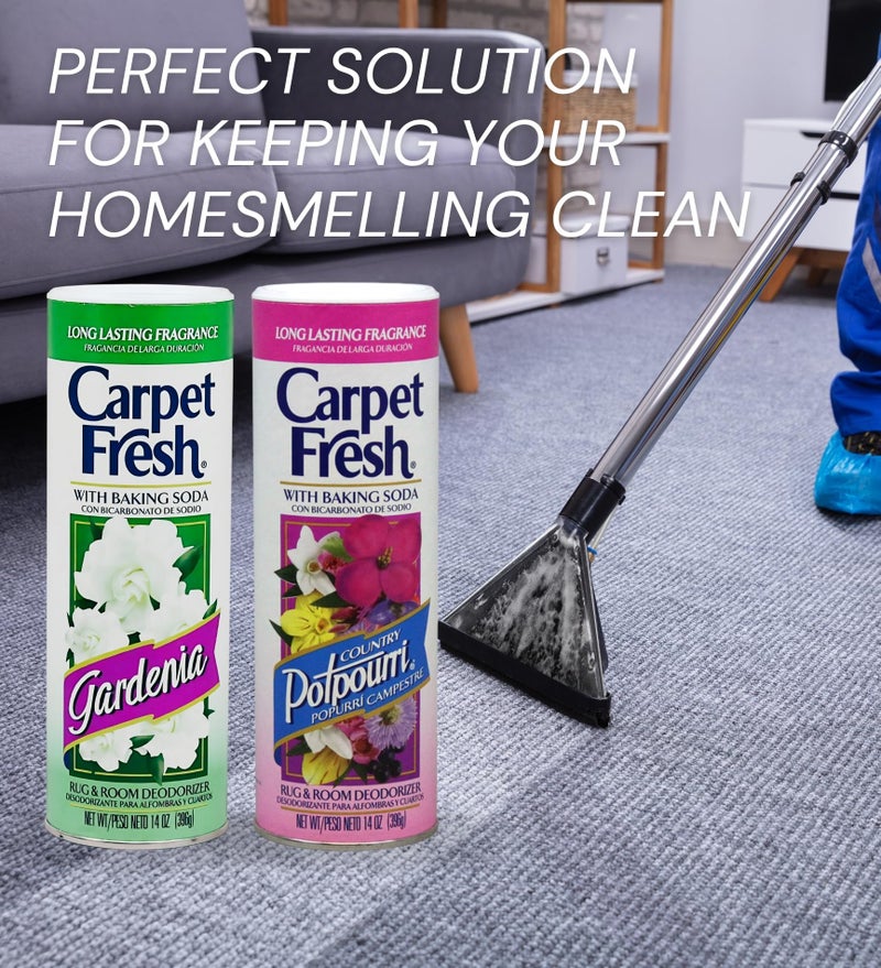 GROVE Carpet Freshener Powder Bundle - Gardenia & Country Potpourri Scents - 14 oz + Microfiber Cloth - Carpet Odor Eliminator - Pet Safe - Deodorizer - Image 2