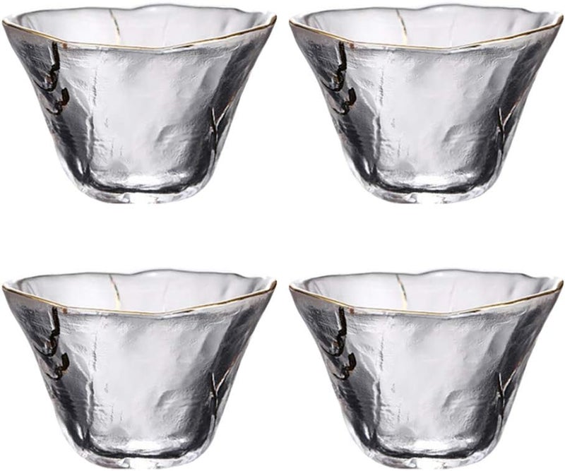 Cabilock 4PCS Sake Glasses Set, Small Clear Glass Saki Wine Cup, Japanese Crystal Tea Cup for Cold/Warm/Hot Sake for Home and Entertaining - Image 1