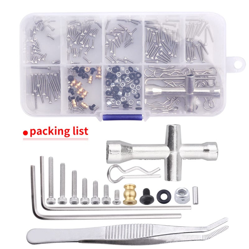 Hobbyfire RC SCRET KIT RC REPIST TOOL KIT M1.4 مسامير سداسية محور كرة قفل مقاطع قذيفة مقاطع قذيفة O-RINGS Cross Cross for SCX24 1/24 RC Crawler Accessories 273pcs - Image 5