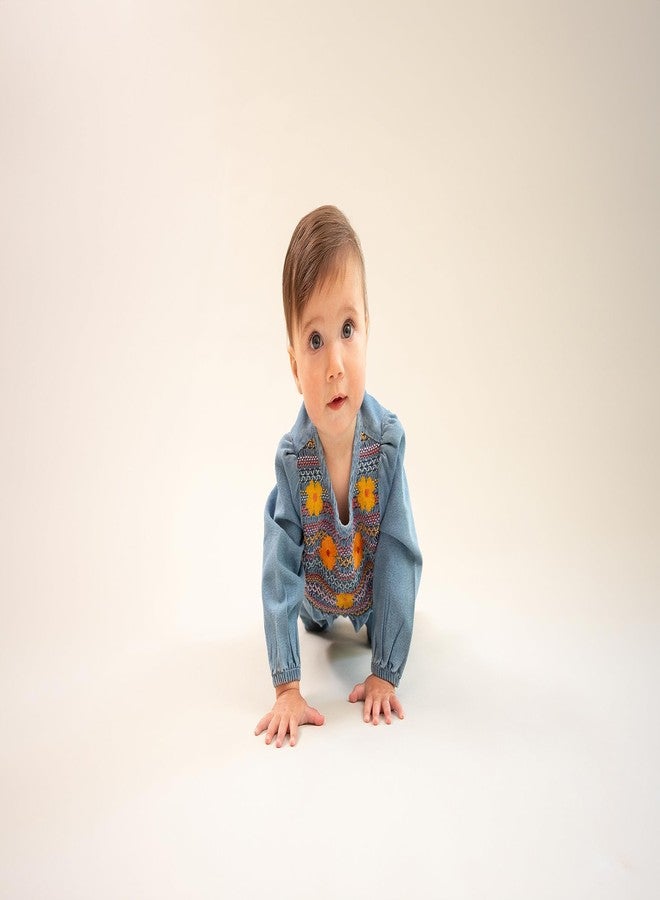 Mud Pie Baby Girl Denim Bodysuit, Blue, 3-6 Months - Image 4