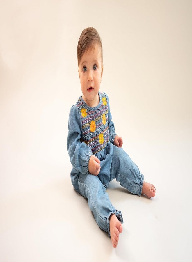 Mud Pie Baby Girl Denim Bodysuit, Blue, 3-6 Months - Image 3