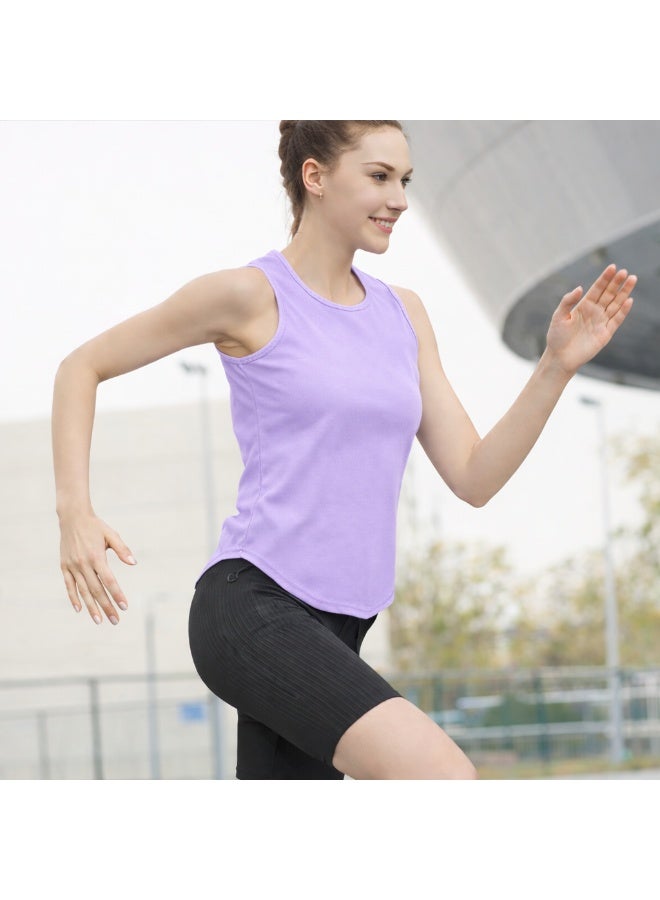 Vitra World Women Quick Dry Sleeveless Workout Tank Top Slim Fit Crew Neck Athletic Yoga Running  Gym Shirt Breathable Lightweight Anti-Shrink Sports Fitness Training - Image 4