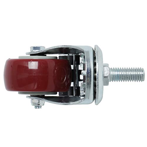Finnhomy Swivel Caster Wheels 2 Inch Heavy Duty Threaded Stem Casters 1/2"-13 x 1 with Brake Set of 4 Premium Polyurethane Wheels PU Load Bearing 800 Lbs Anti-wear Smooth Casters, Red - Image 4