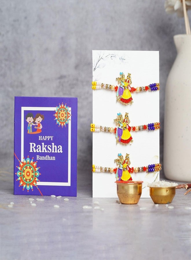 PrideKraft Rakhi Rakhi for brohter Handmade Rakhi For Brother | Perfect Rakhi Set For Entire Family | 3 Rakhi | 1 Roli Rice Pack | 1 Rakshabandhan Greet Card - Image 2