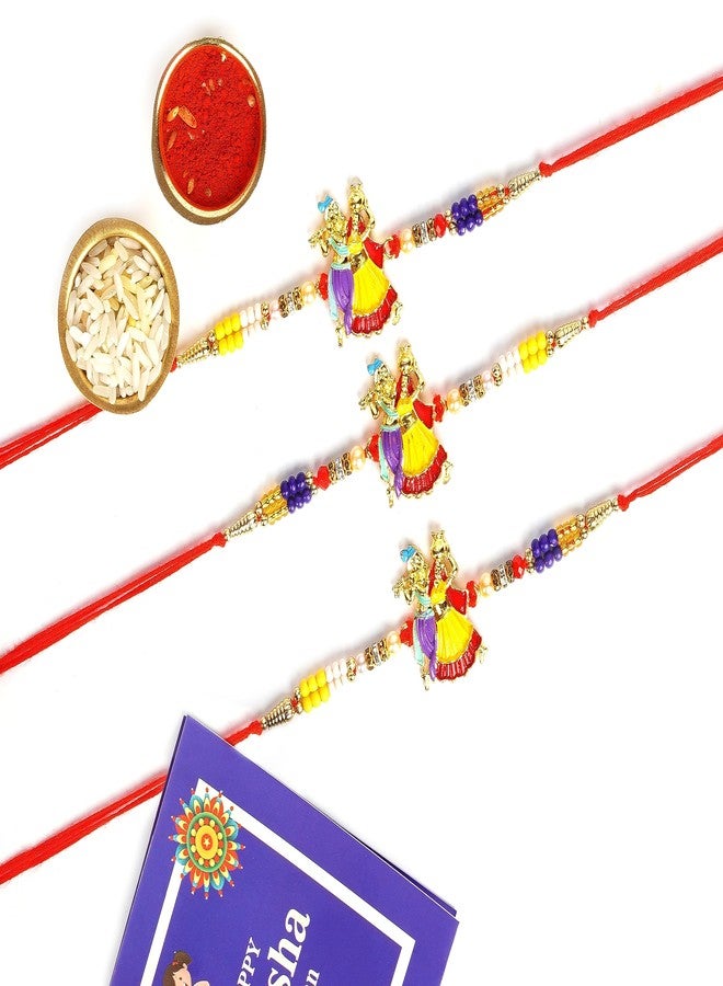 PrideKraft Rakhi Rakhi for brohter Handmade Rakhi For Brother | Perfect Rakhi Set For Entire Family | 3 Rakhi | 1 Roli Rice Pack | 1 Rakshabandhan Greet Card - Image 5