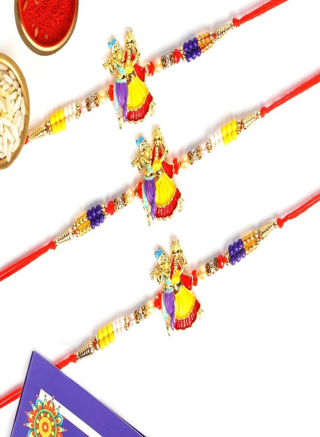 PrideKraft Rakhi Rakhi for brohter Handmade Rakhi For Brother | Perfect Rakhi Set For Entire Family | 3 Rakhi | 1 Roli Rice Pack | 1 Rakshabandhan Greet Card - Image 1