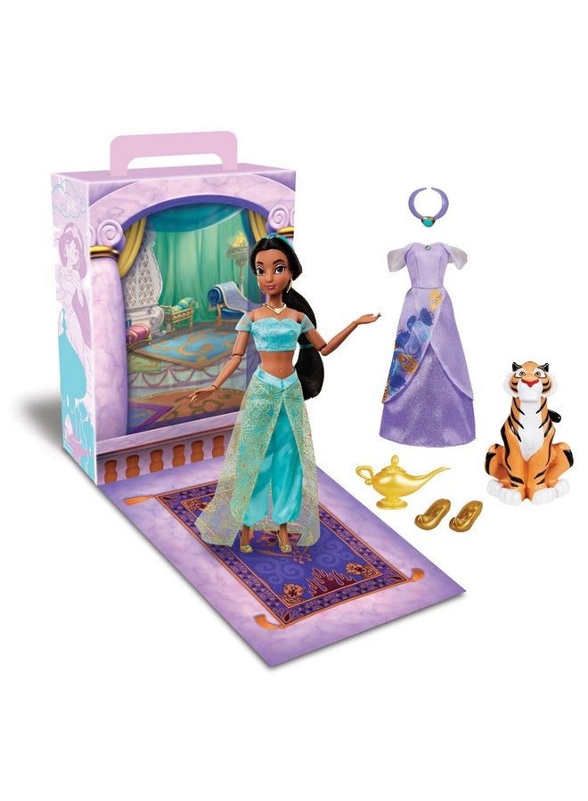 Disney Store Official Princess Story Doll (Jasmine from Aladdin) 11 Inches, Includes Coloring Book and Additional Dress, Princess Doll in Classic Outfit, Princess Toys for Girls - Image 1
