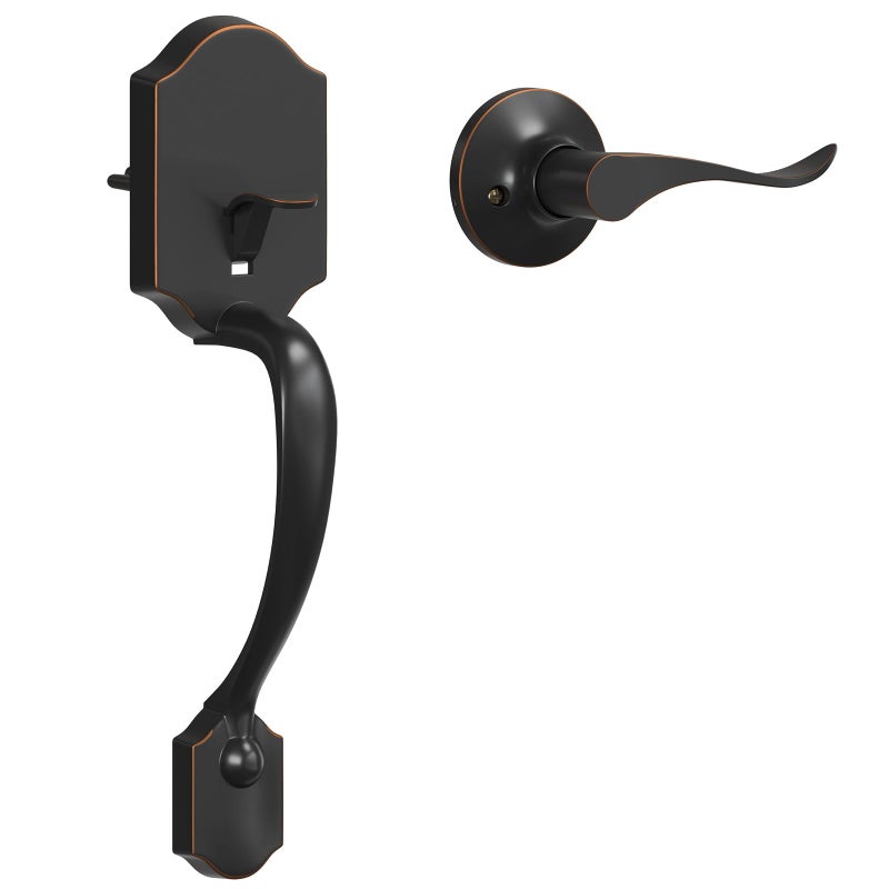 HOSOM Front Door Handle Set No Lock Exterior Door Handle with Reversible Lever Entry Door Handleset for Right LeftHanded Doors Oil Rubbed Bronze - Image 2