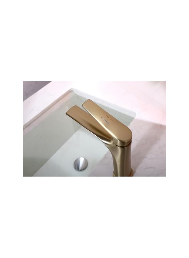 The Bros Single Lever Basin Mixer Heavy Duty Wash Basin Faucet Cold & Hot Water Bathroom Faucet Lavatory Vanity Tap (Matte Gold) - Image 5