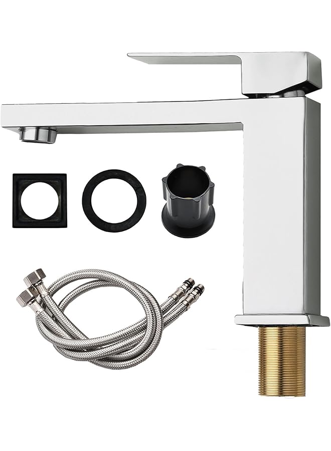 The Bros Bathroom Faucet,Bathroom Sink Faucet,Single Hole Faucet,Single Handle Bathroom Faucet with Supply Lines (Brushed Nickel) - Image 1