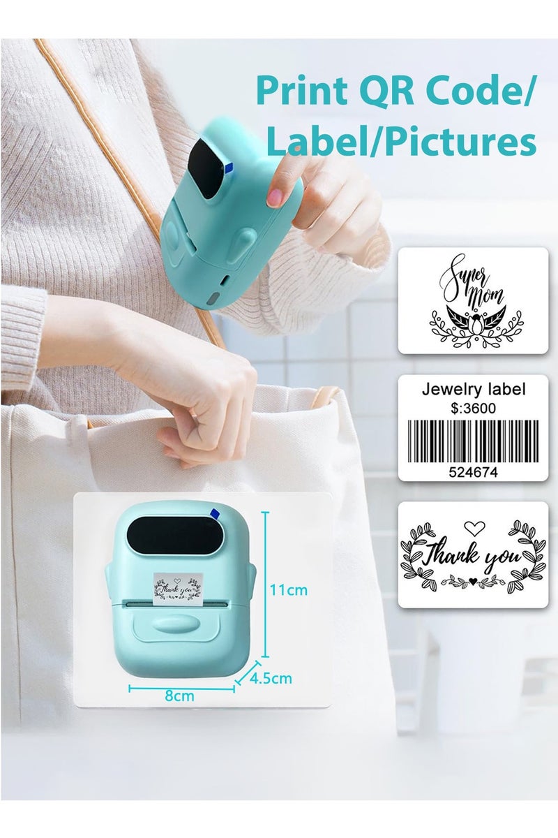 Portable Label Maker with Bluetooth Thermal Printer, Includes 1 Roll Label, Small Wireless Sticker Machine, Compatible with iOS/Android/Windows System, Blue Color, 1200mAh Battery, Pocket Printer - Image 4