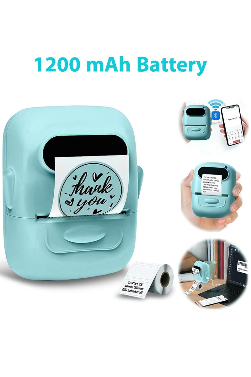Portable Label Maker with Bluetooth Thermal Printer, Includes 1 Roll Label, Small Wireless Sticker Machine, Compatible with iOS/Android/Windows System, Blue Color, 1200mAh Battery, Pocket Printer - Image 3