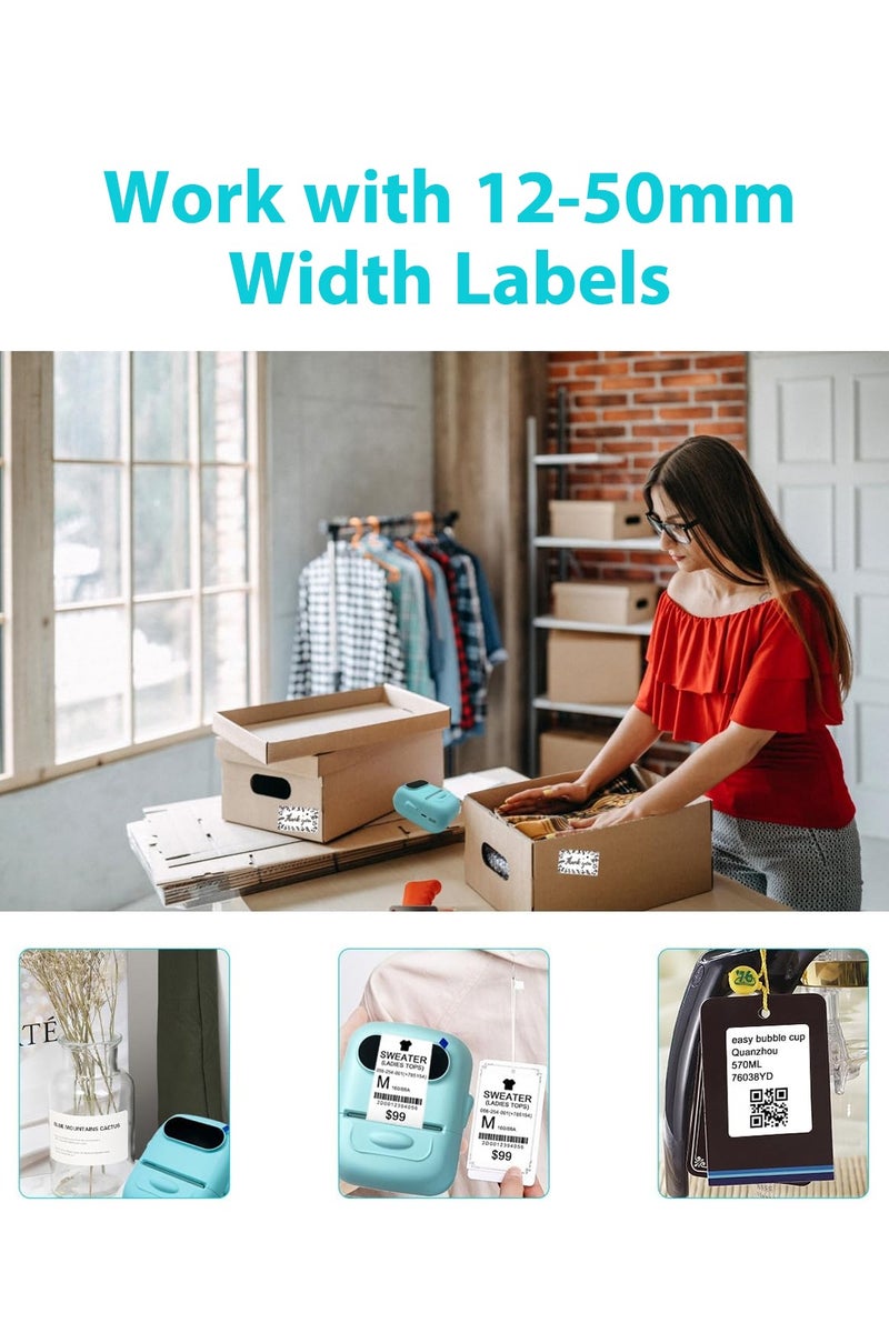 Portable Label Maker with Bluetooth Thermal Printer, Includes 1 Roll Label, Small Wireless Sticker Machine, Compatible with iOS/Android/Windows System, Blue Color, 1200mAh Battery, Pocket Printer - Image 5