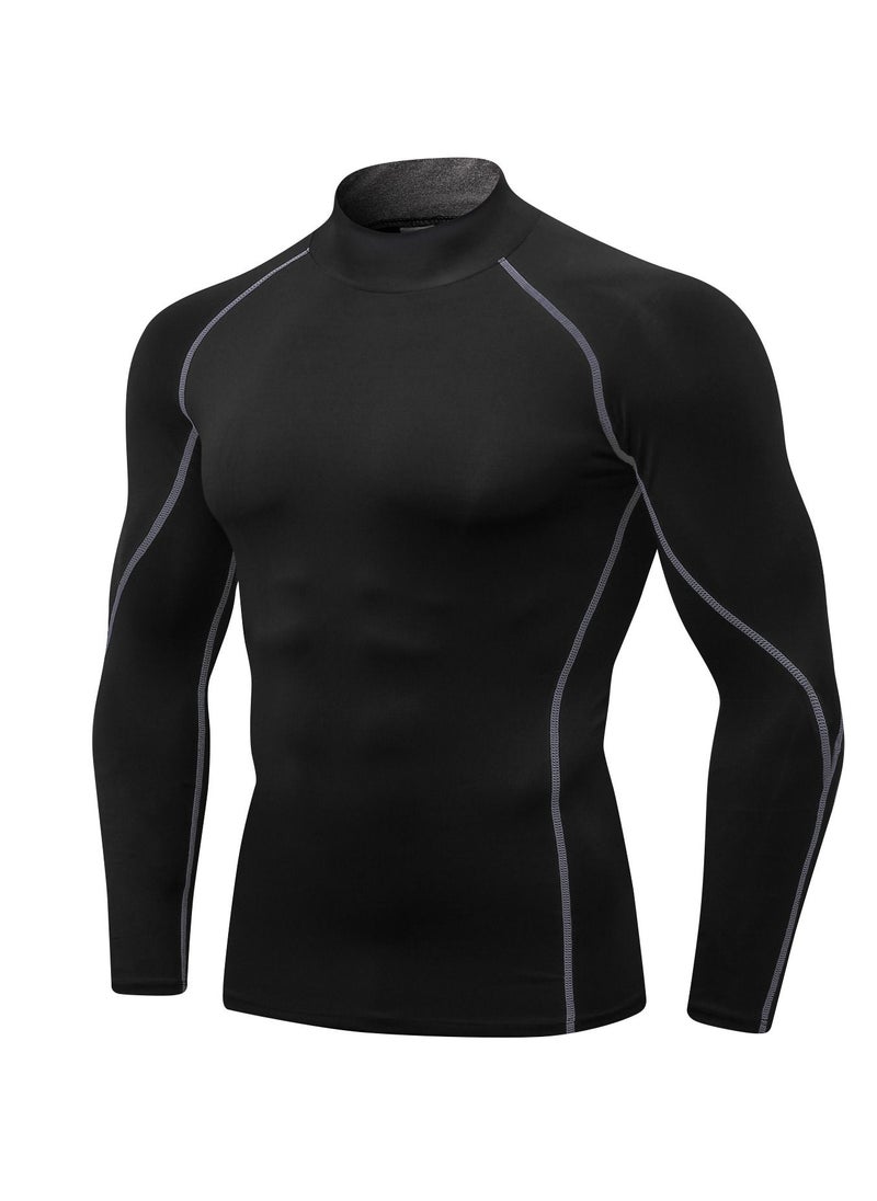 Loquat Men Quick Dry Breathable Long Sleeve Shirt Black/Grey  - Image 1