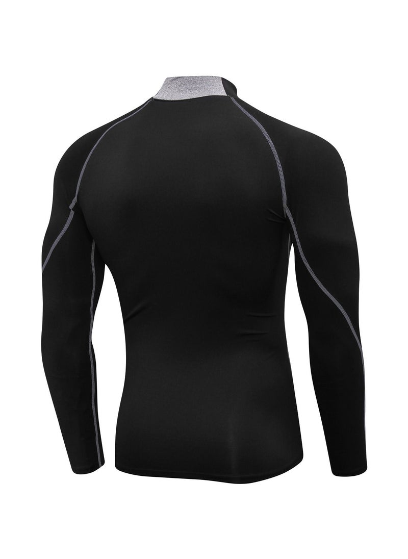 Loquat Men Quick Dry Breathable Long Sleeve Shirt Black/Grey  - Image 2